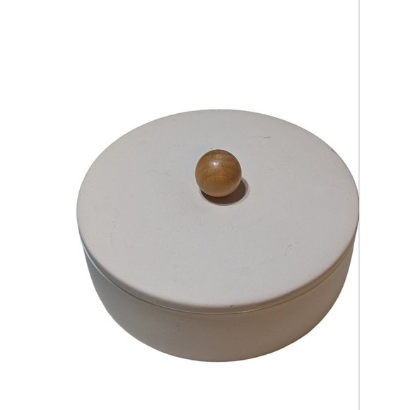 7" x 7" Round Carved Ceramic Box Pink Wood Handle  - Threshold Studio McGee - Picture 7 of 7